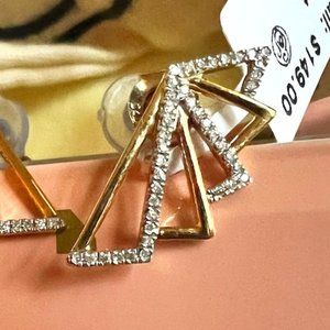 Diamond and 14k gold plated 'Fan' Studs